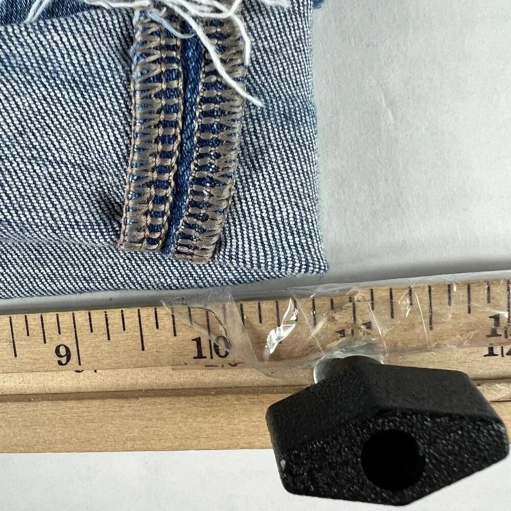 American Eagle Shorts Women 27* Curvy Hi Rise Blue Distressed Cuffed Denim Tag 4